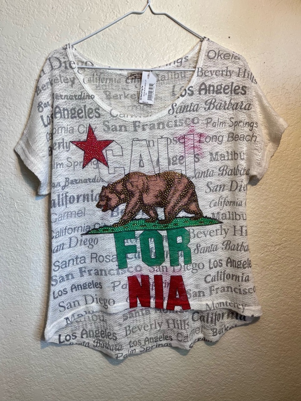 Sweet Gisele Graphic California Bear Scoop Neck Tee